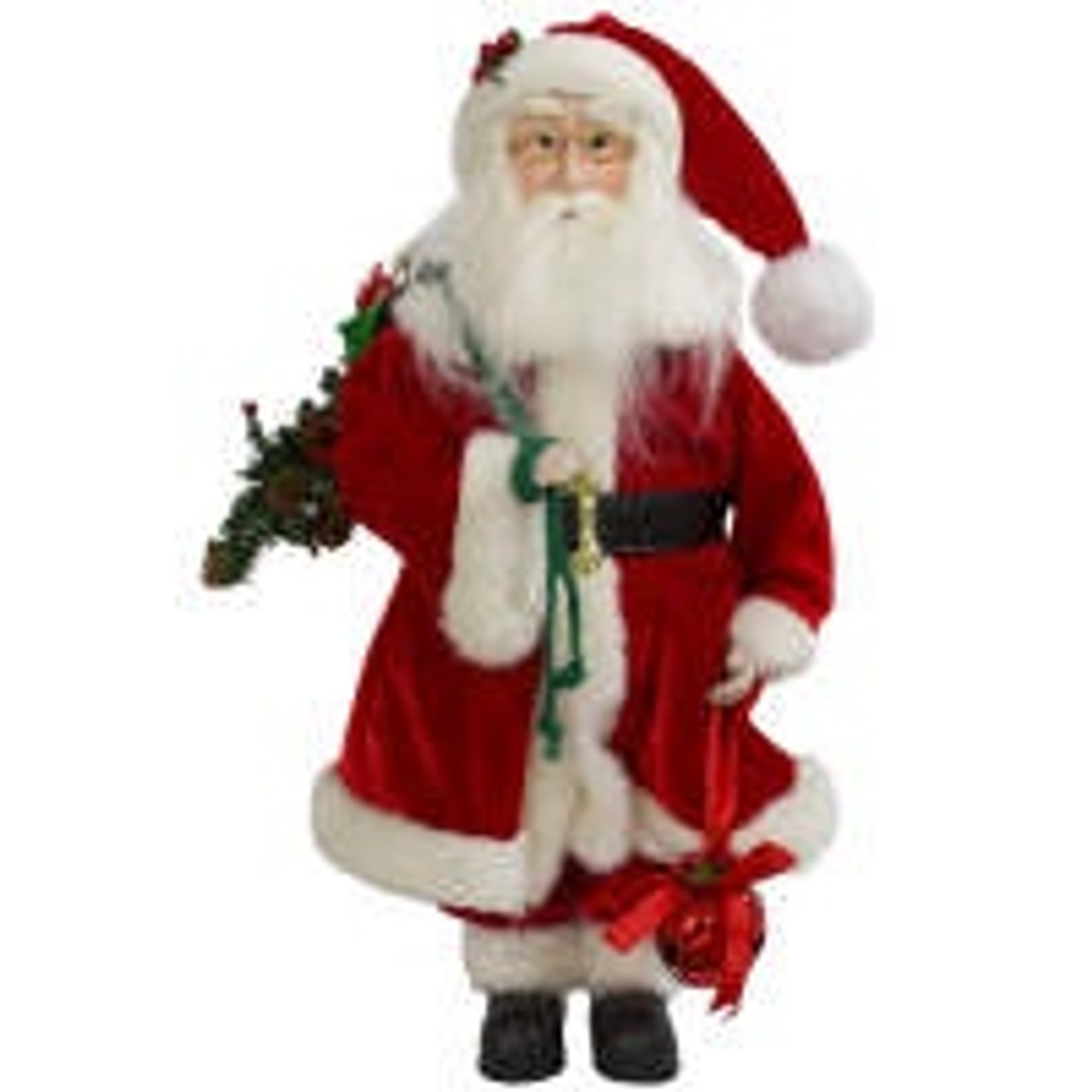 Santa with Red Bell and Green Sack - 48cm