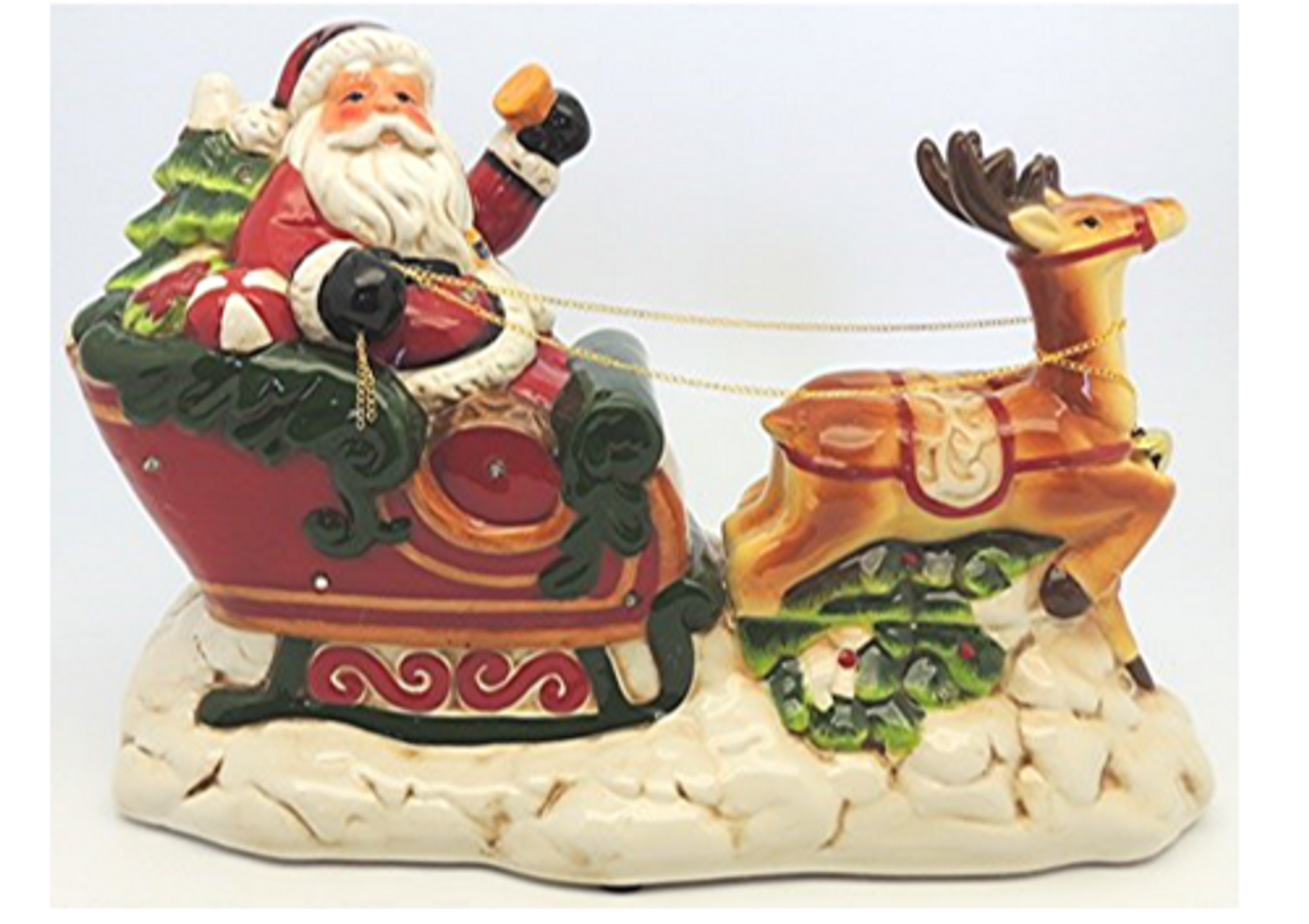 Santa in Sleigh - Ceramic LED & Musical