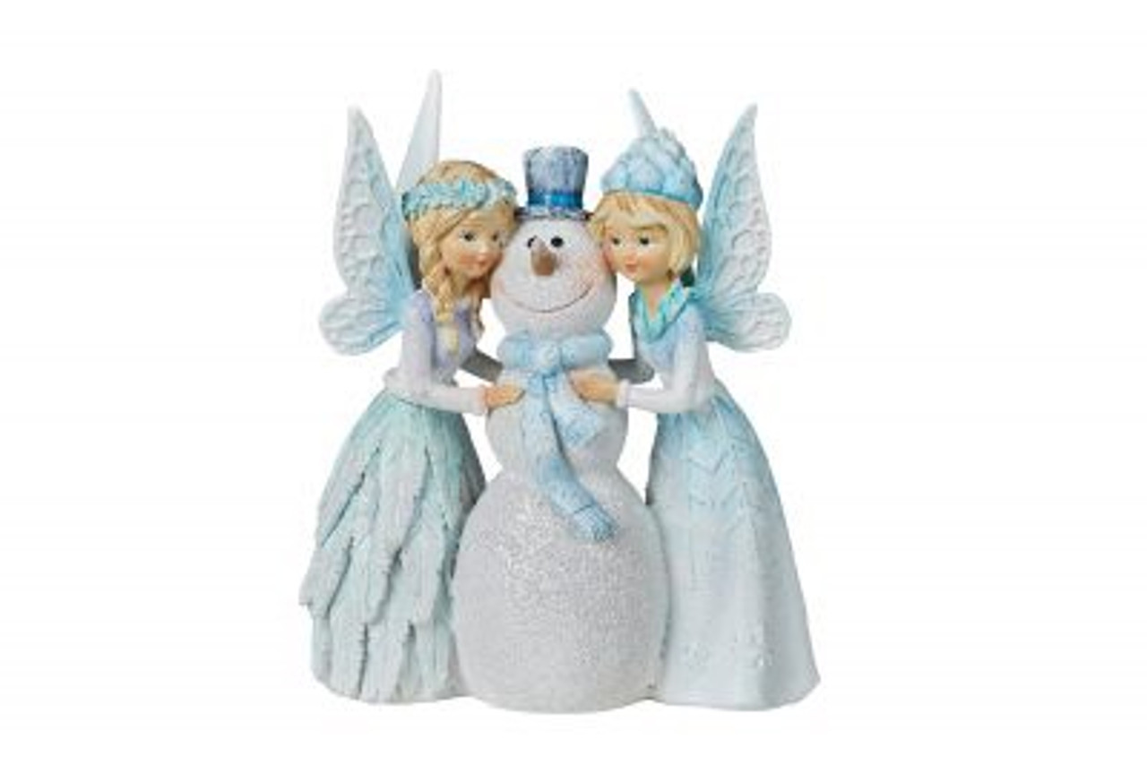 Fairies with Snowman 17cm H