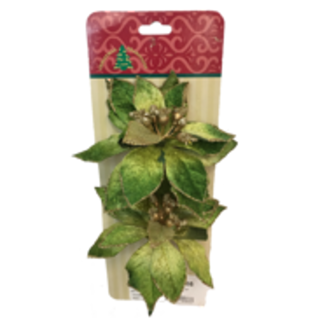 Set 2 Green Poinsettia on Clip