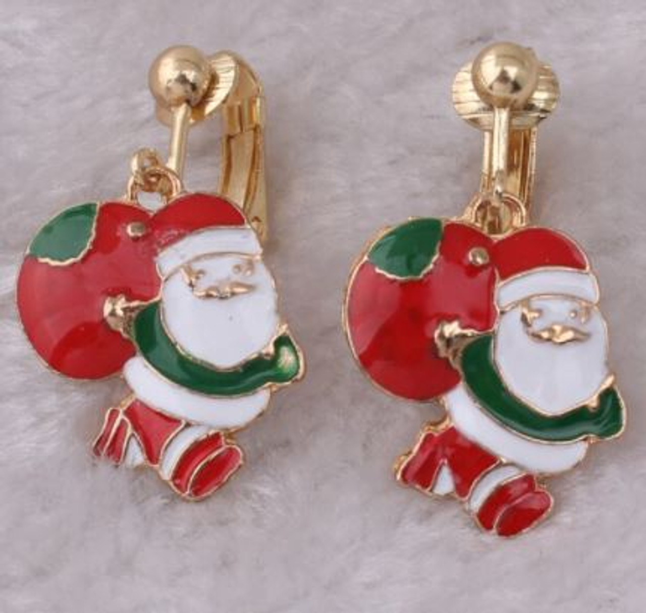 Clip On Earrings - Santa