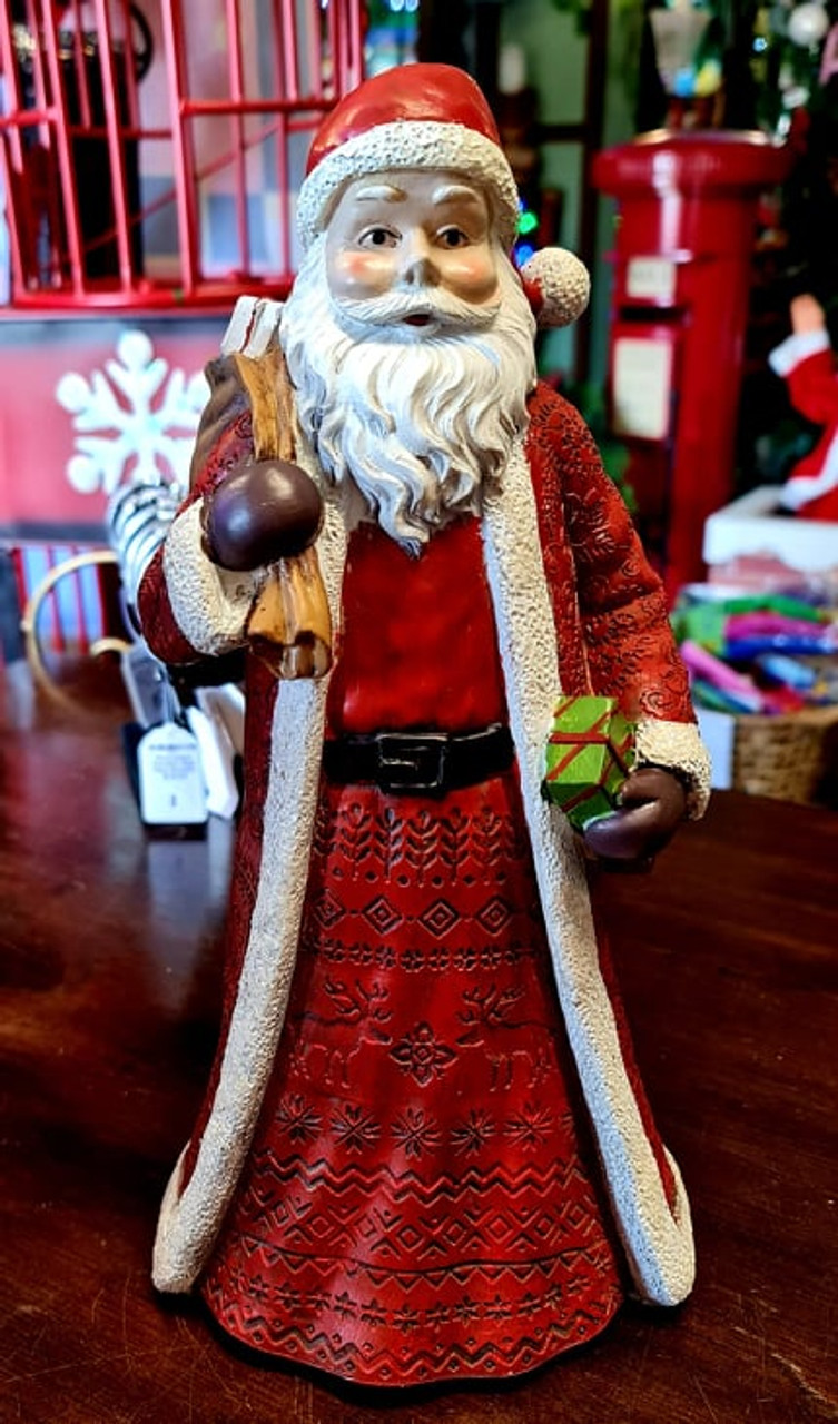 Large Ceramic Santa in Red Gown - 32cm