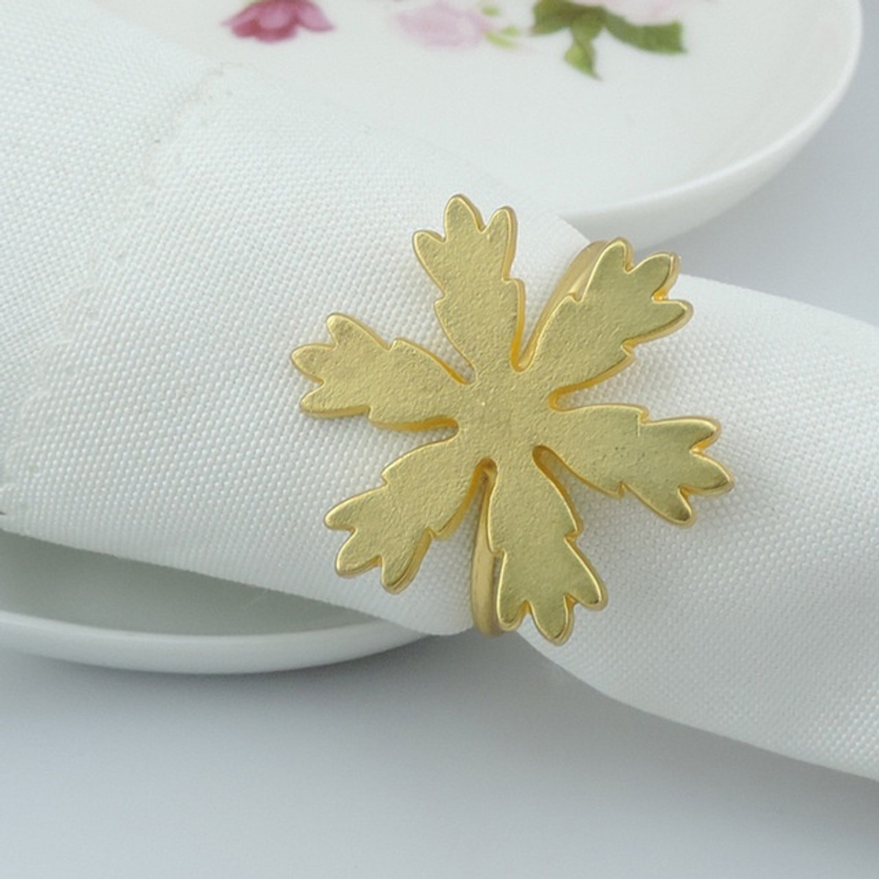 Gold Snowflake Napkin Rings