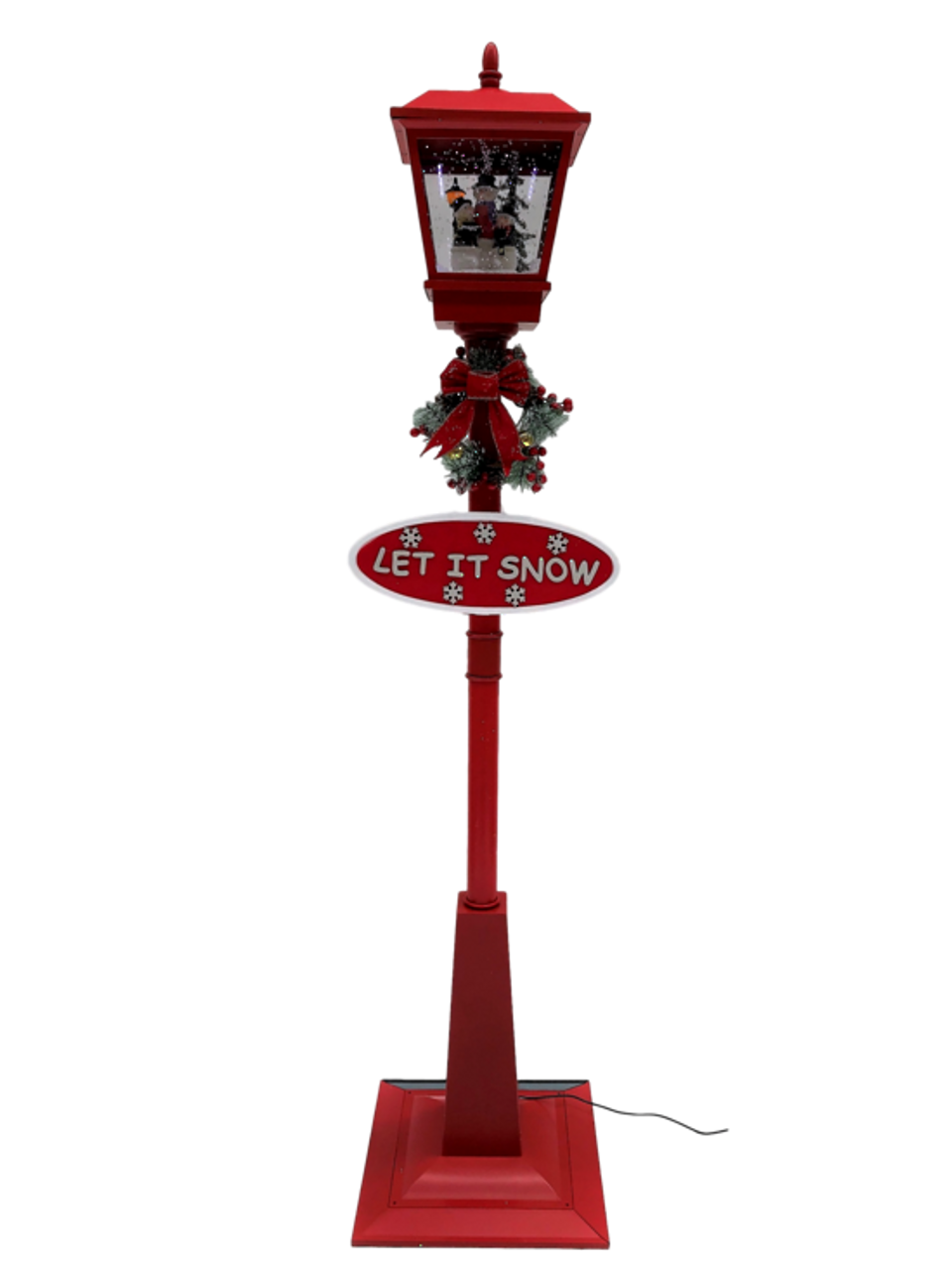 180cmH Red Street Lamp with Blowing Snow/Music