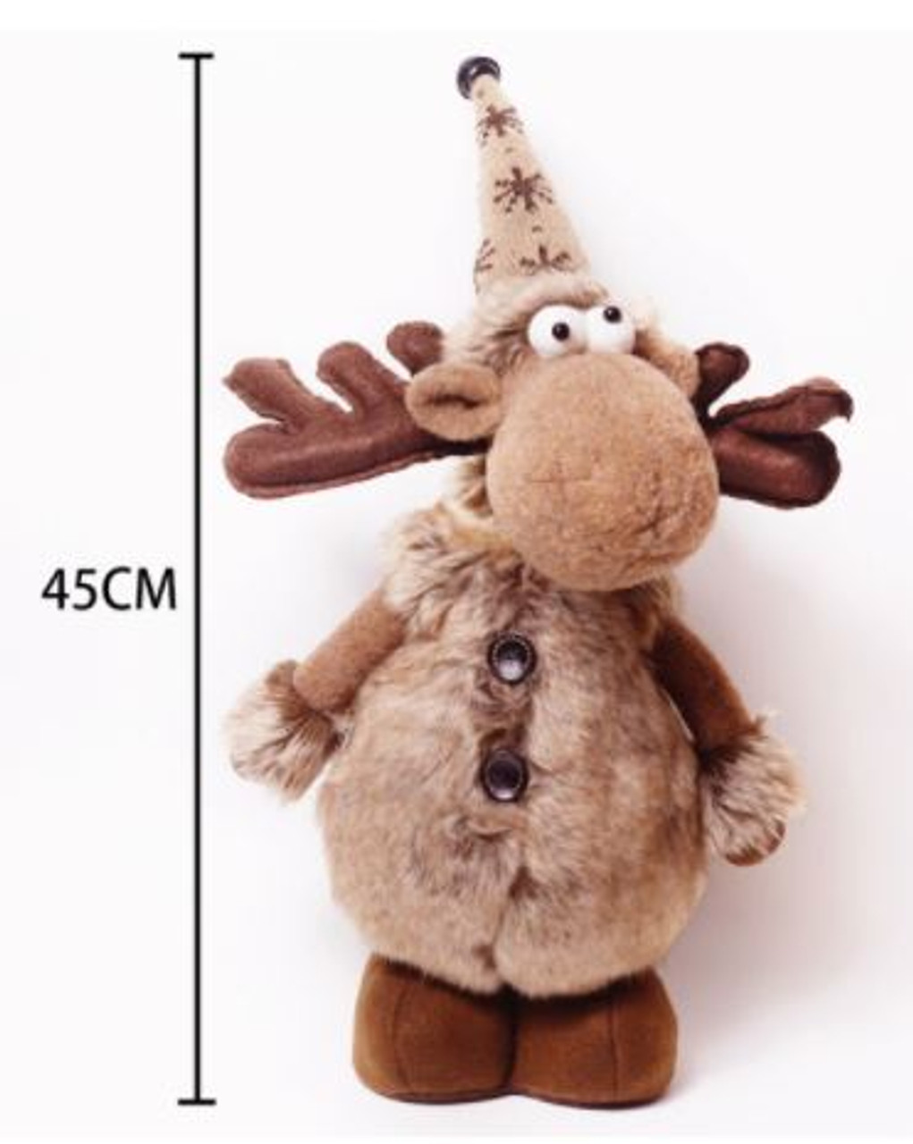 45cm Standing Brown Reindeer/Snowflake Hat