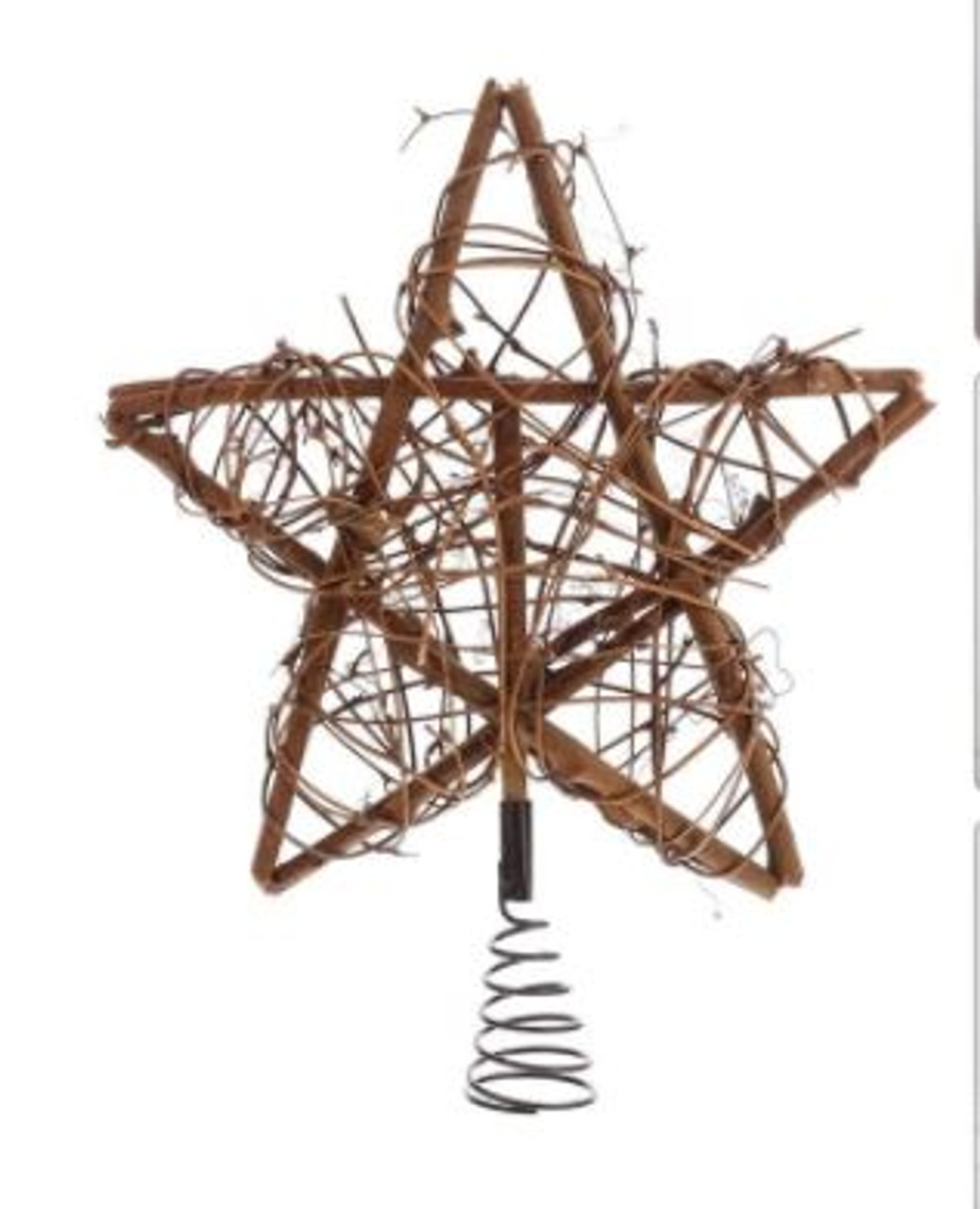 25cm Rattan Star Tree Topper (with Spring)