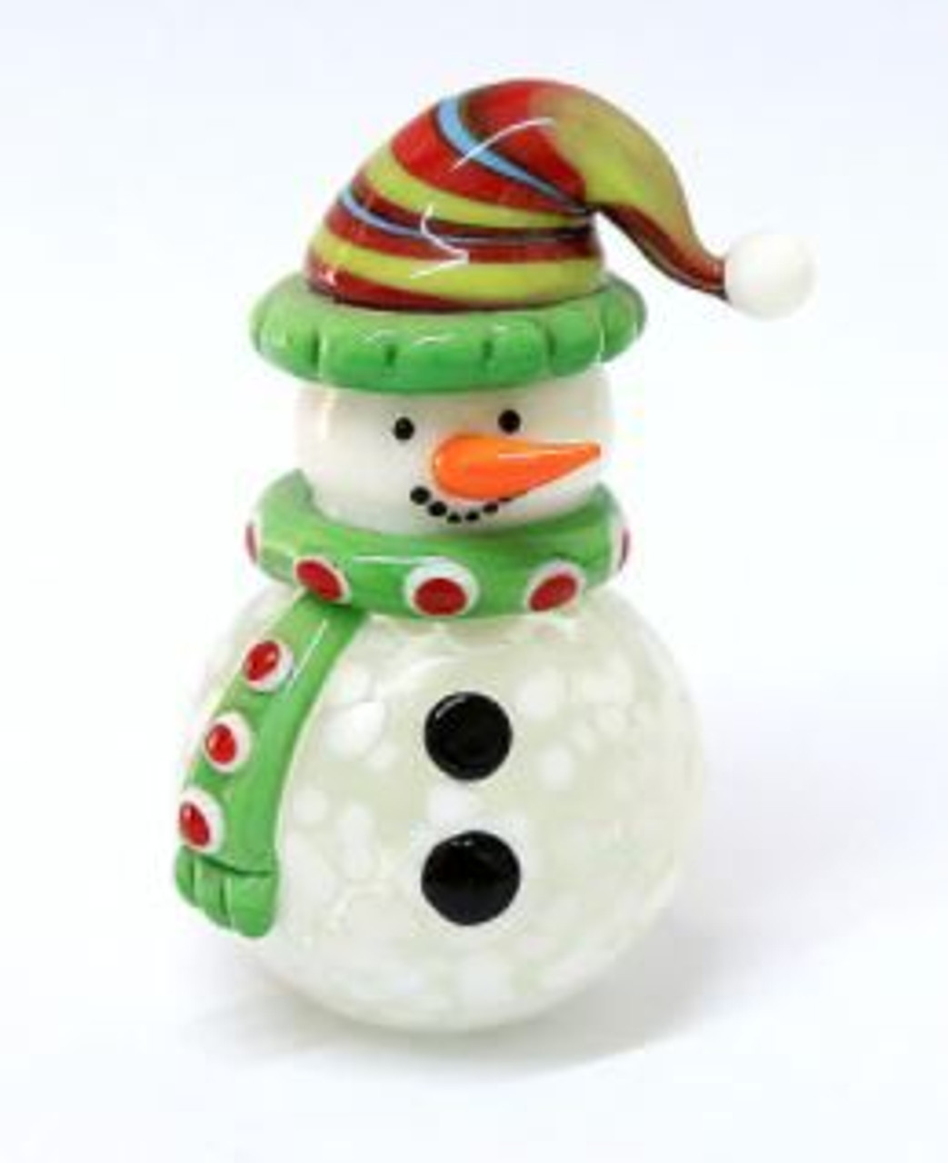 6cmh Glass Snowman w Green Scarf