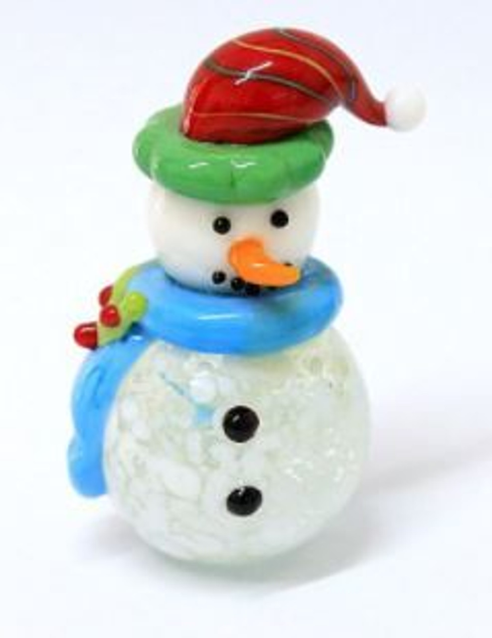 6cmh Glass Snowman w Blue Scarf