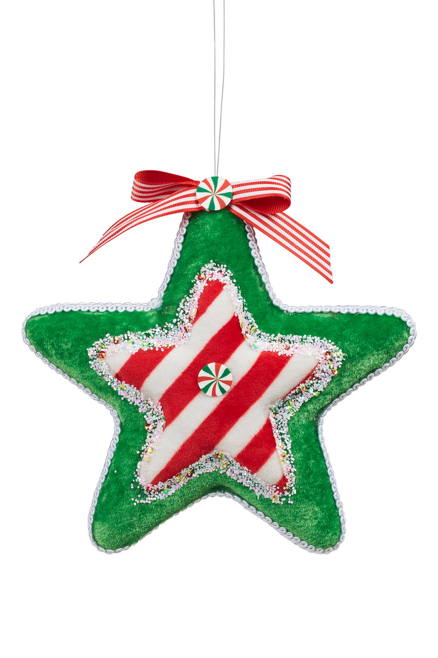 19cmH Hanging Candy Cane Star