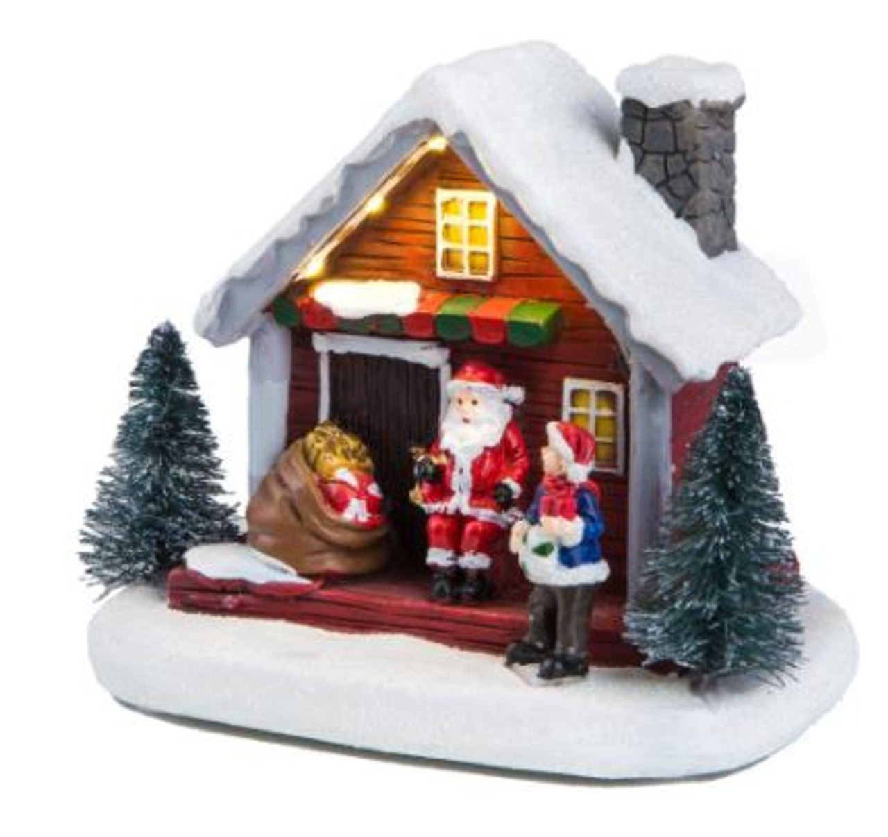 Christmas House with Santa at Door - Light up