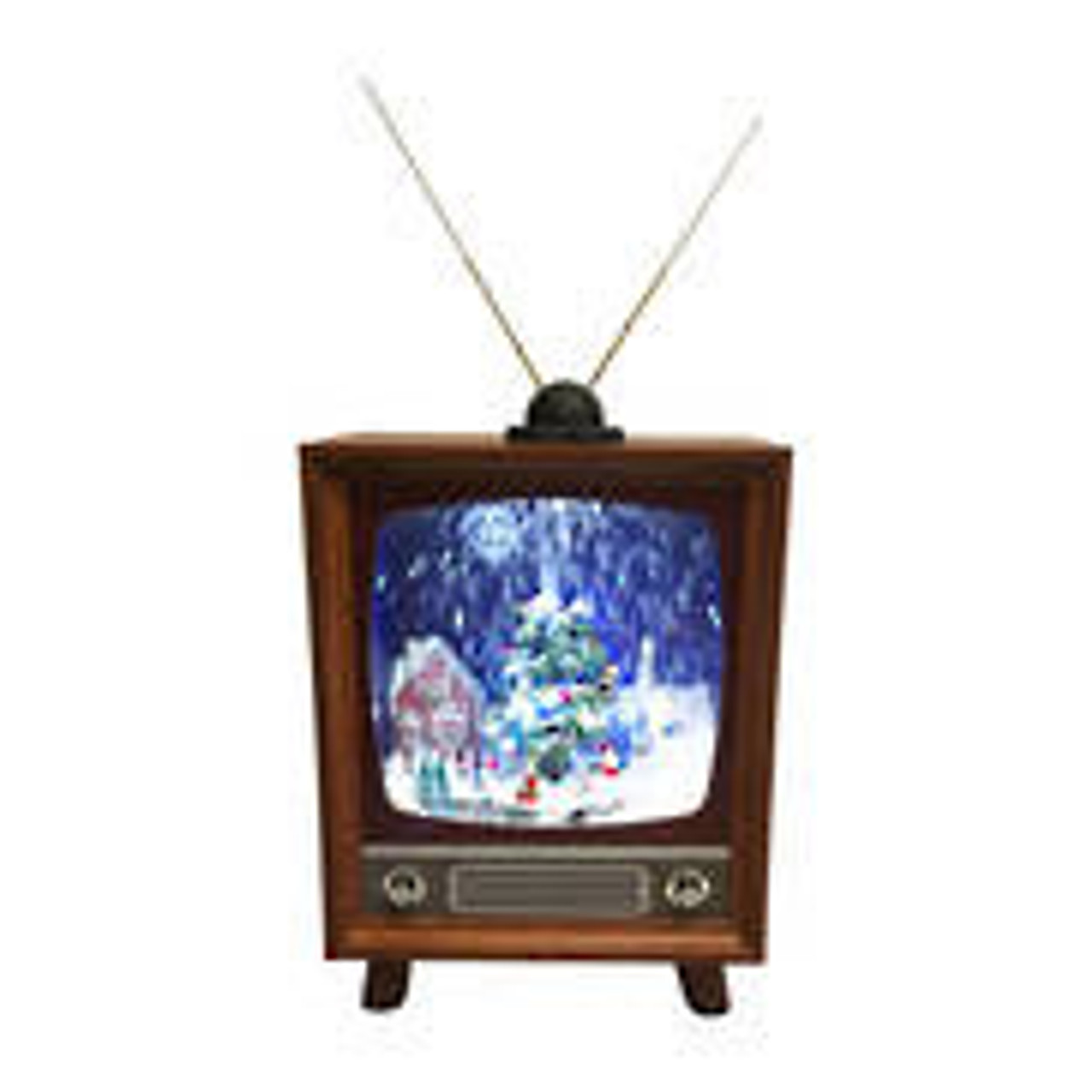 53.5cm H Snowing Retro TV