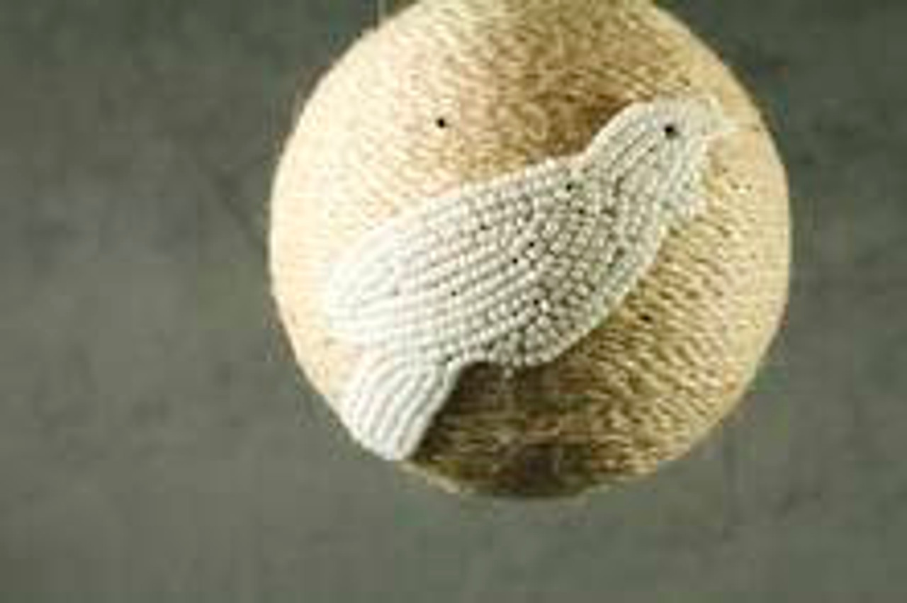 10cmD Jute Ball with White Beaded Tui Hanger