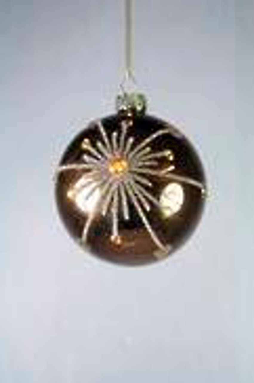 8cmD Brown/Copper Glass Hanger with Snowflake Design