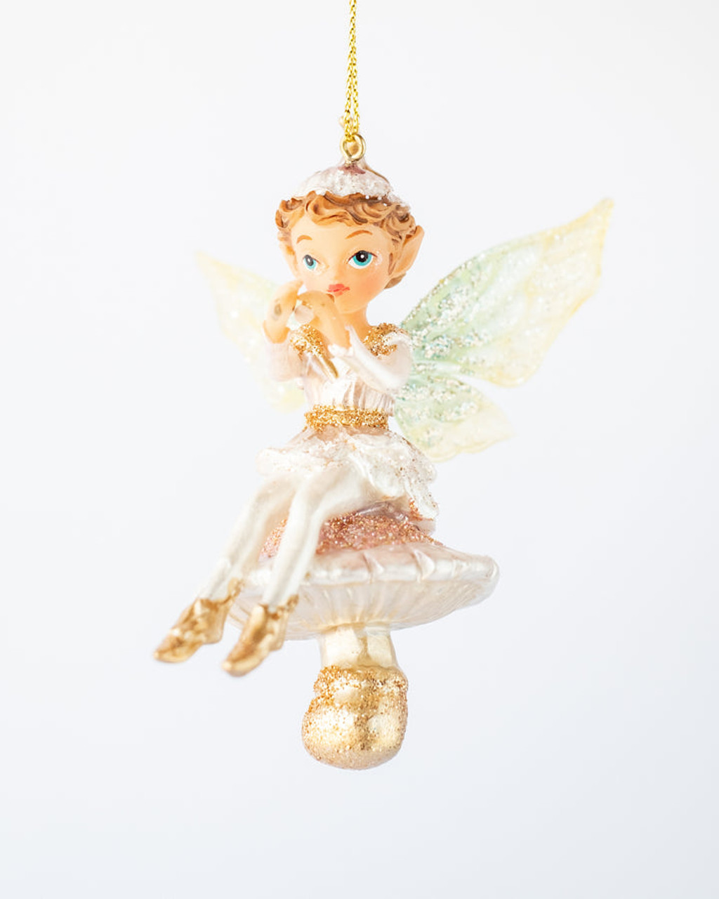 9cmH Fairy on Mushroom with Flower Ornament