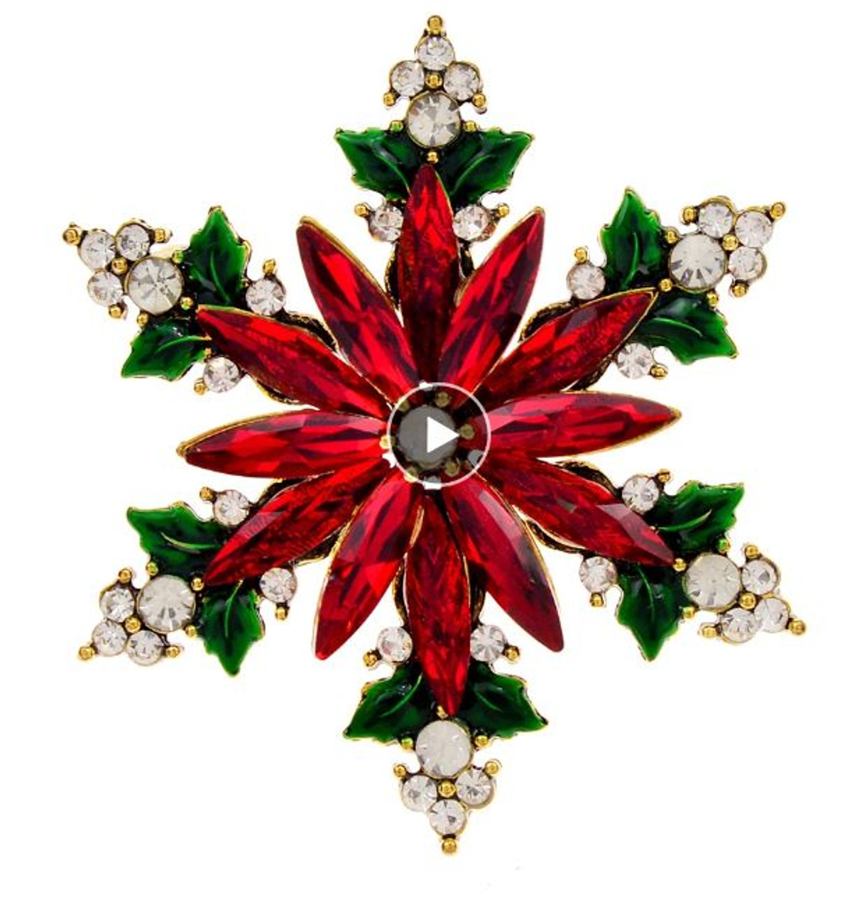 Red/Green/Silver Snowflake Brooch