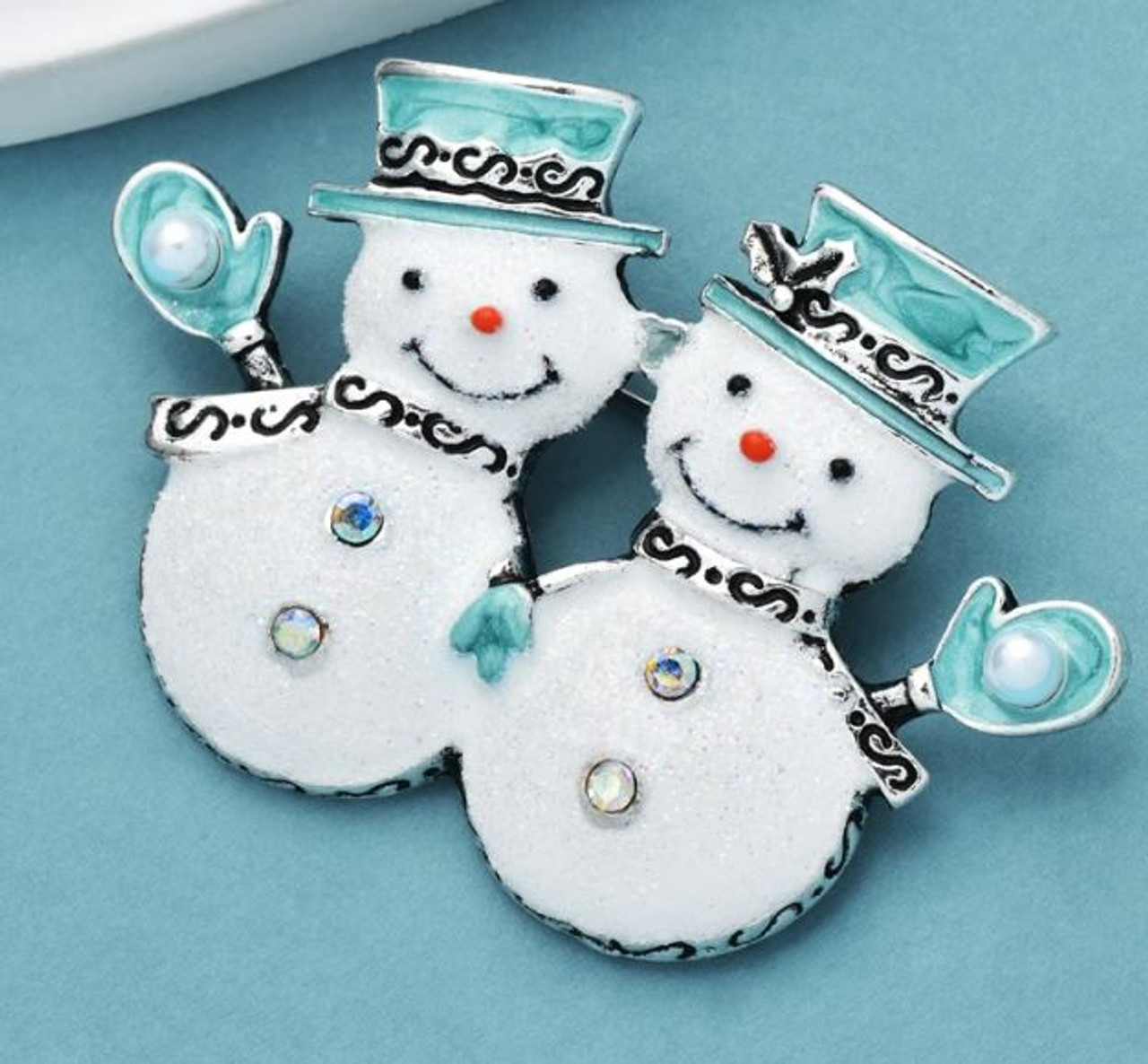 Happy Snowmen Brooch