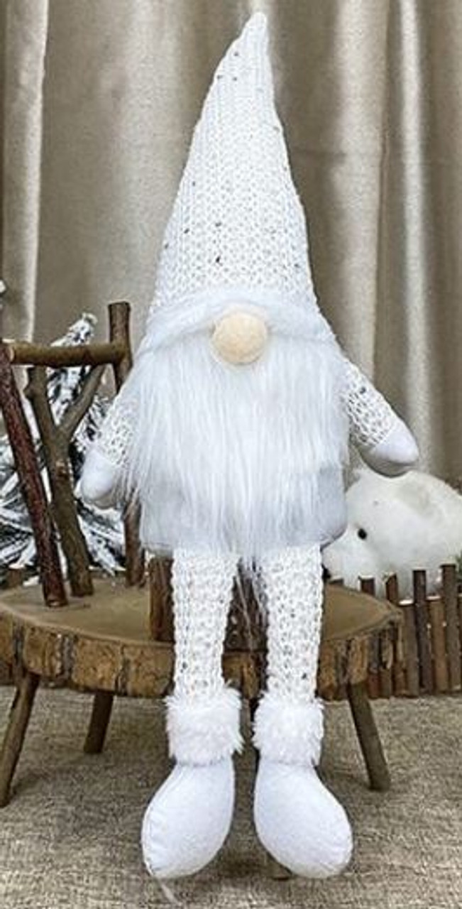 33cm White Sequin Sitting Plush Gonk w Dangly Legs