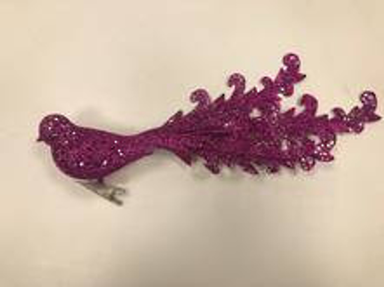 Pink Glittered Net Peacock with Clip