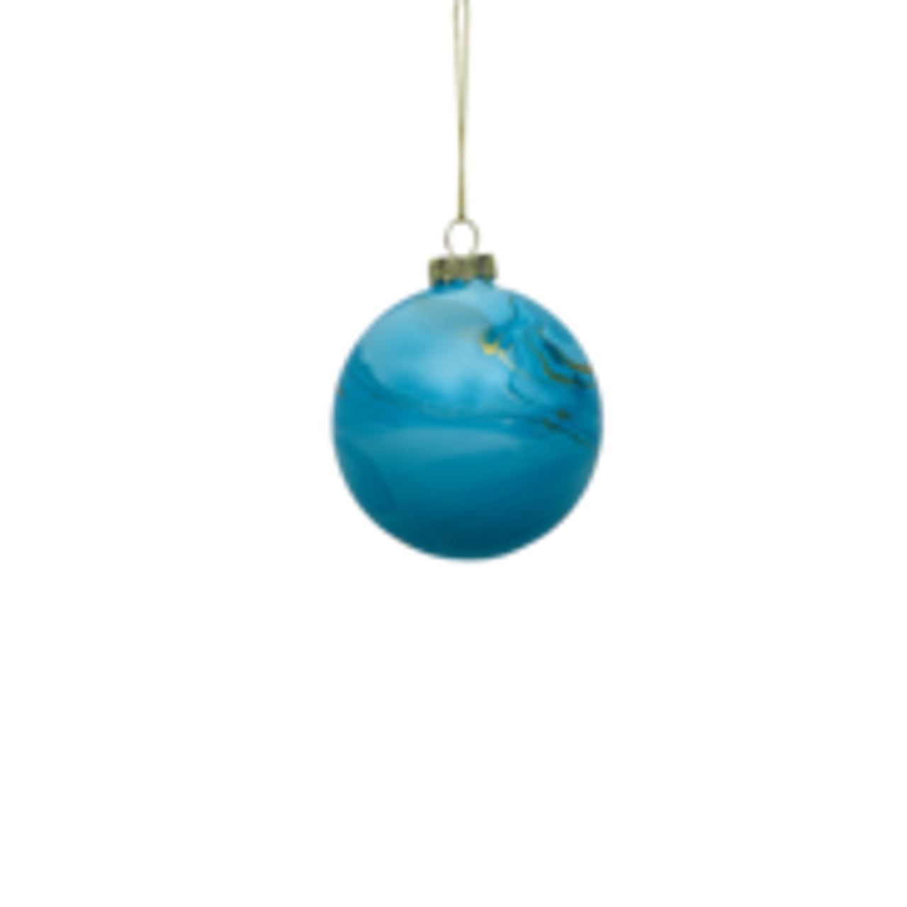 Blue Gold Glass Marbled Bauble - 8cmD