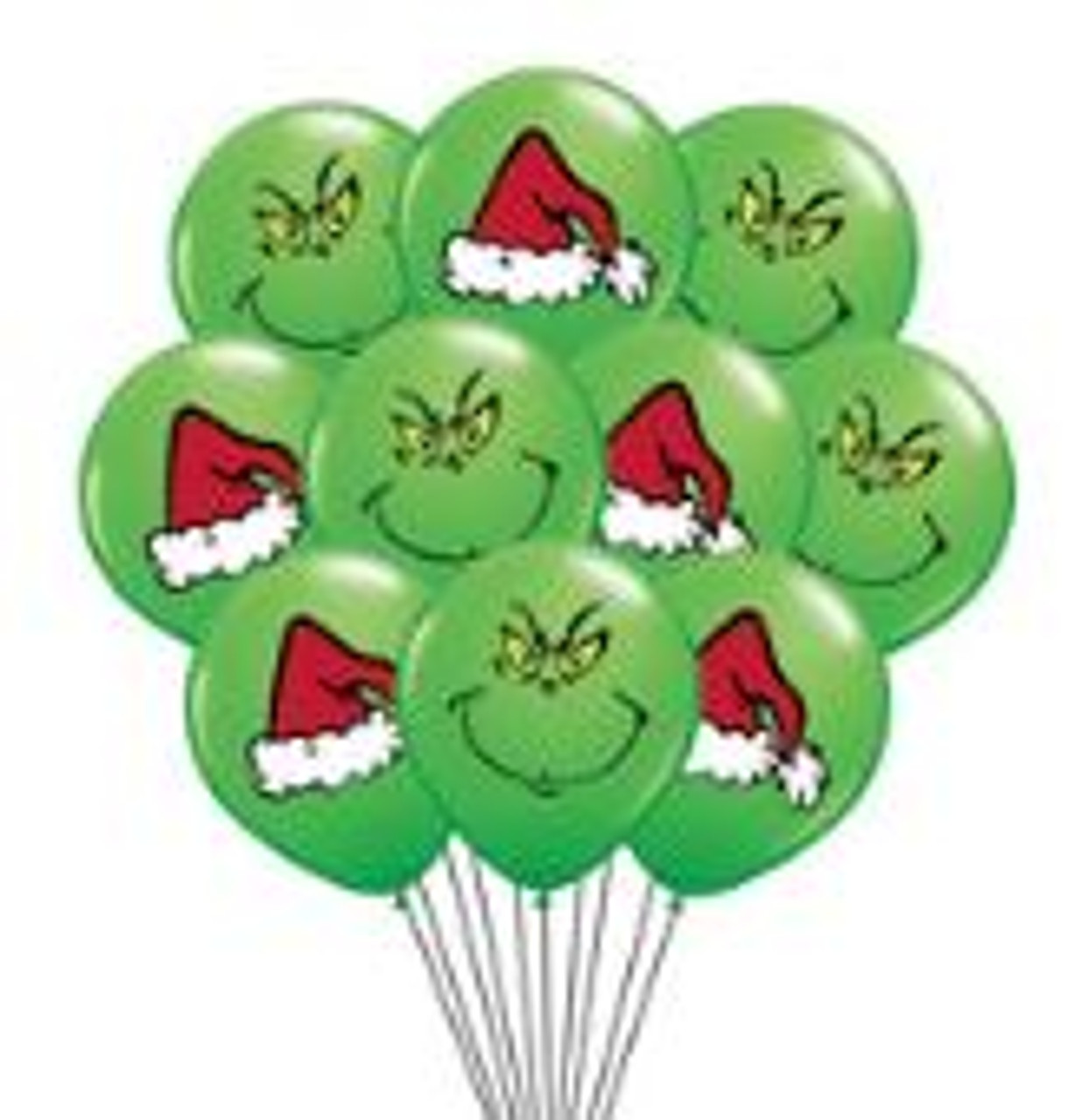 Grinch Face/Santa Hat Balloons (2 of each)