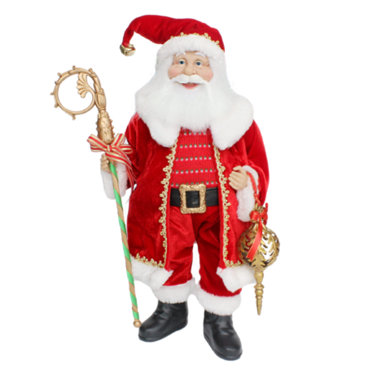 Santa - Red Suit with Staff - 18inH