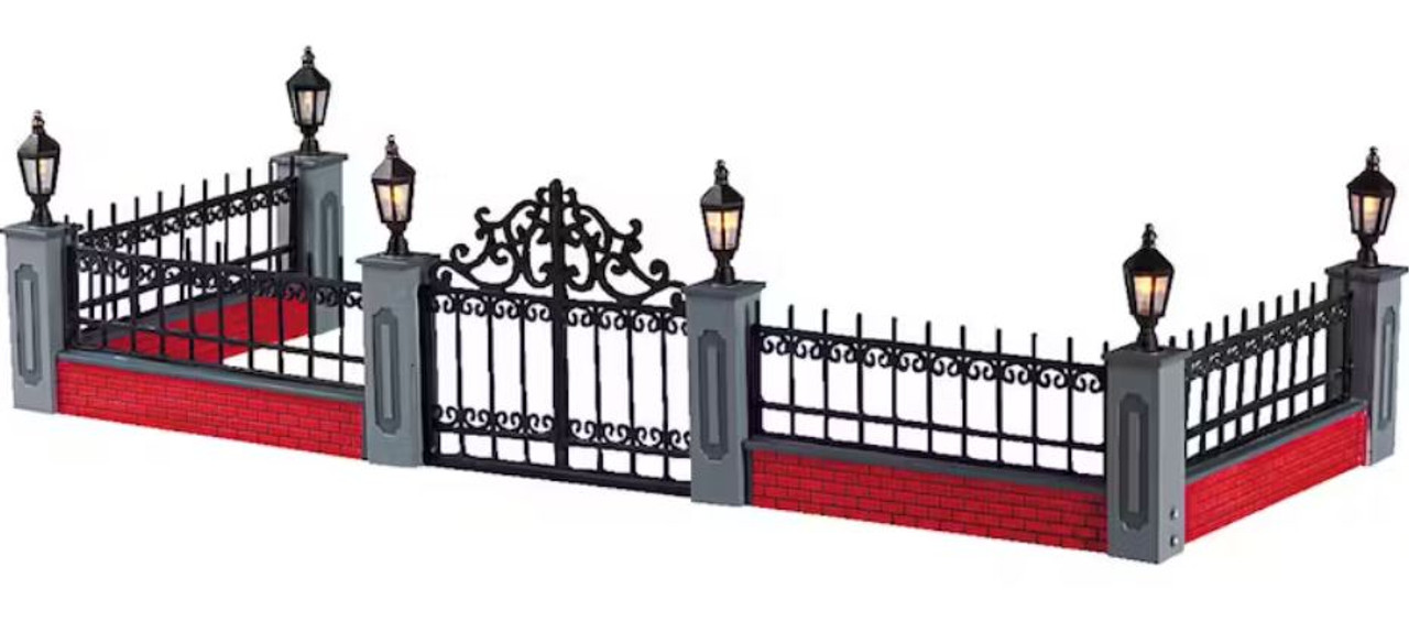 Lighted Wrought Iron Fence set of 5