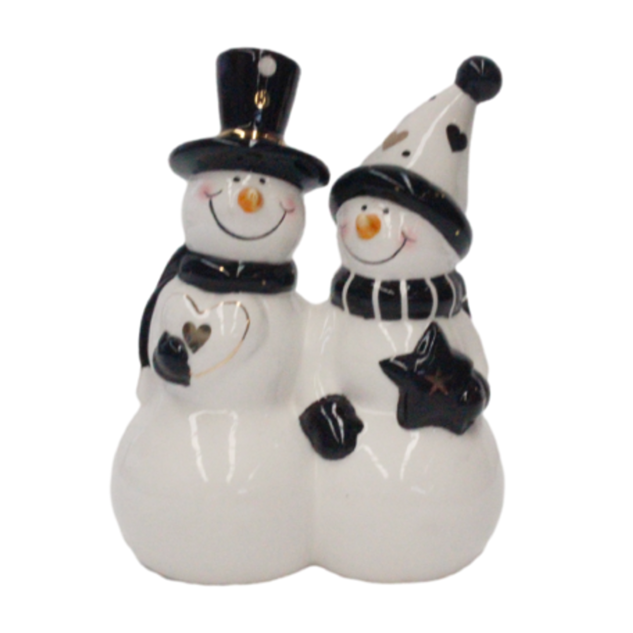 Pair of Snowmen - porcelain 16.7cm