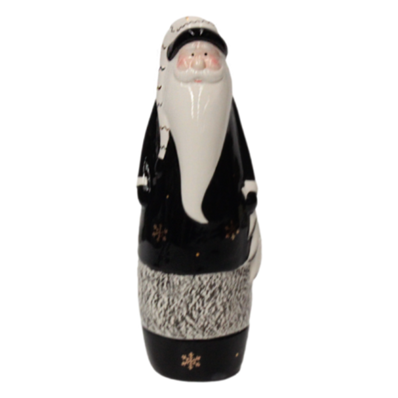 Ceramic Santa in Black with Gold Snowflakes - 24cm