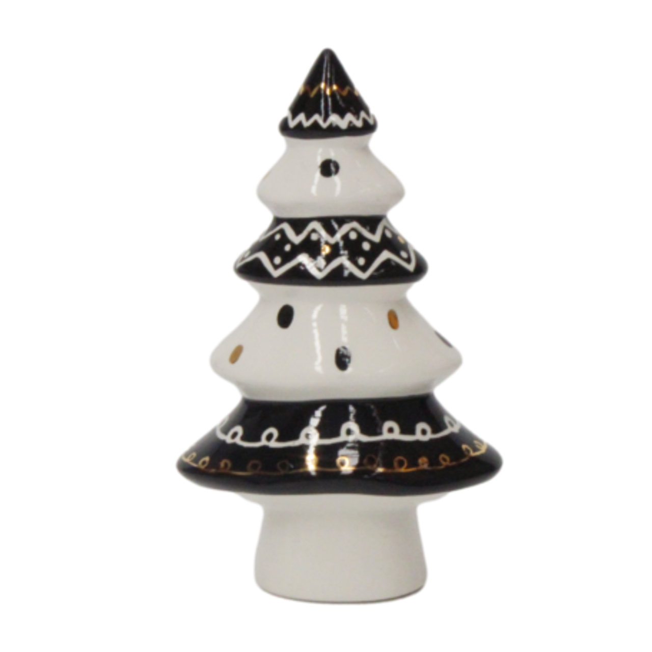 Black and White Ceramic Xmas Tree - 16.5cm