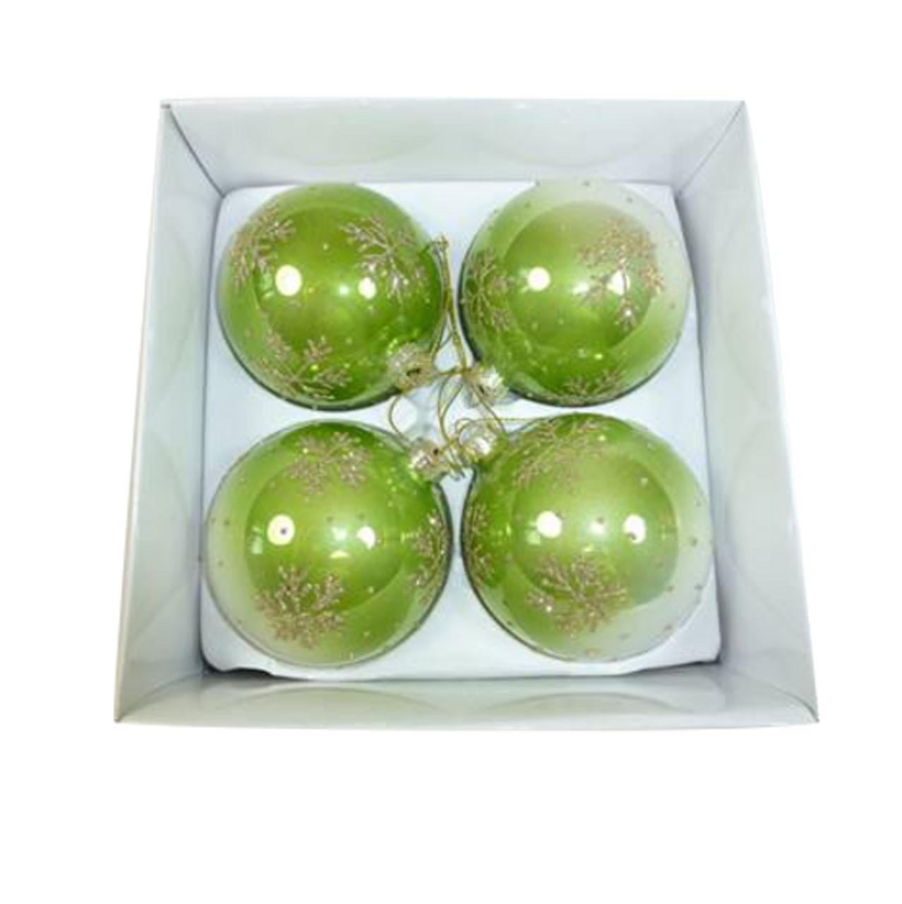 2-toned Green Glass Ball with Gold Snowflakes