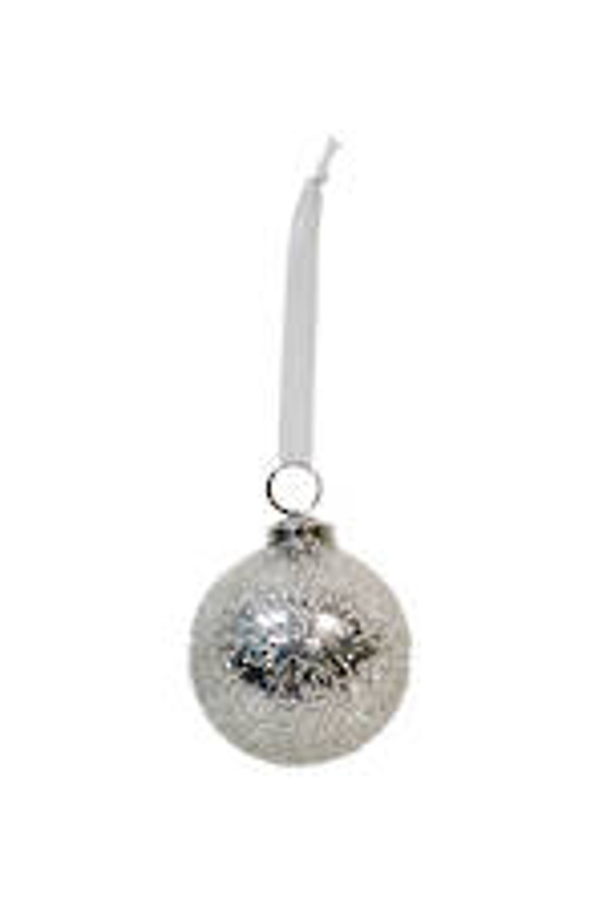 Silver Beaded Bauble 7.5cmd