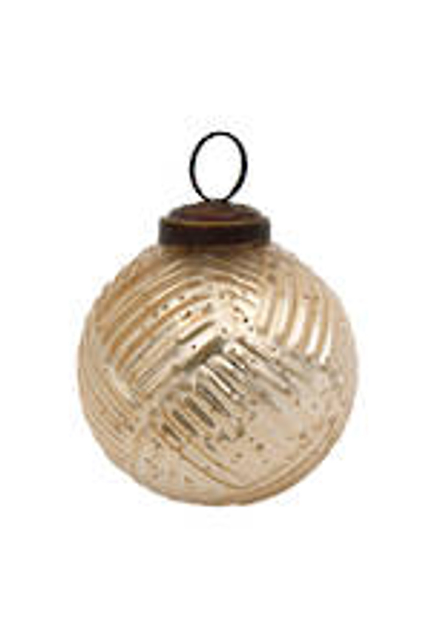Basket Weave Glass Bauble Champagne