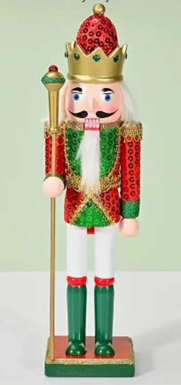 Green & Red Sparkle Nutcracker