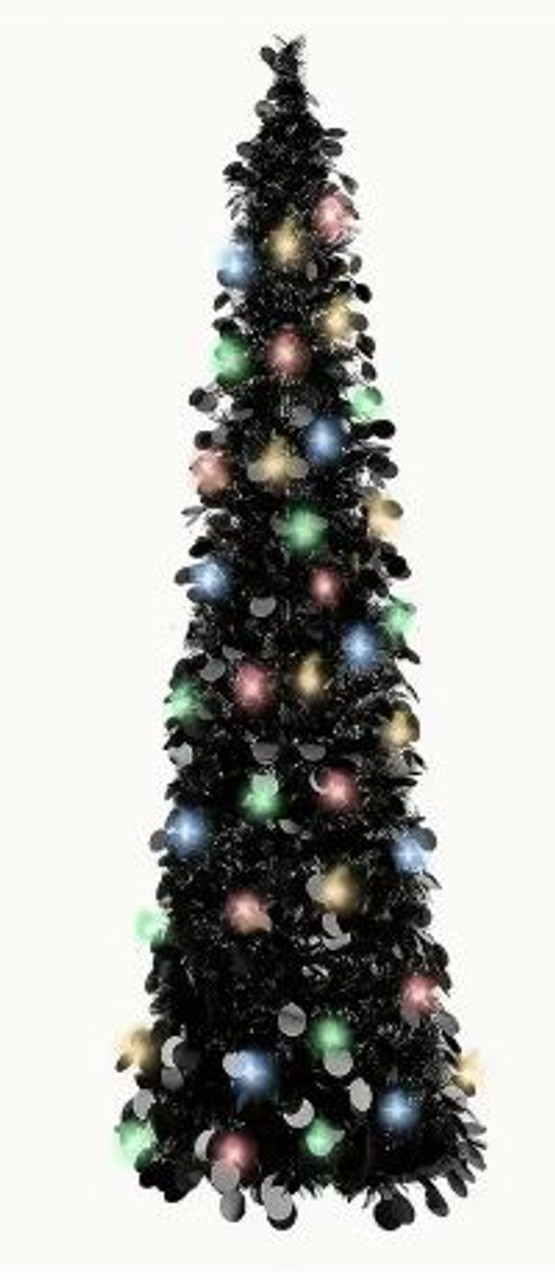 Pop-up Xmas Tree with 90 LEDs Battery - Black 150cm