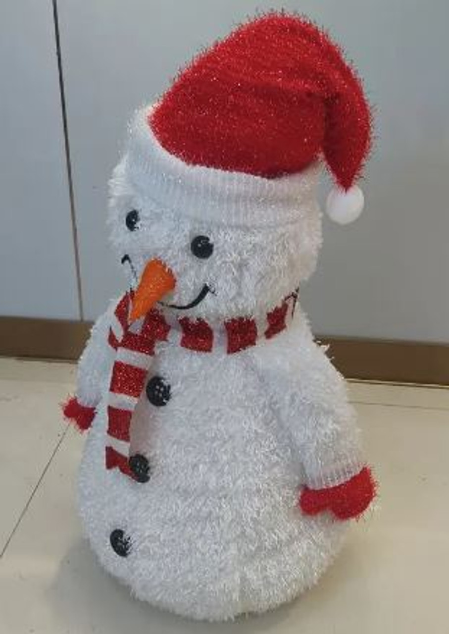 91cm Pop-up Furry Snowman with LED Lights