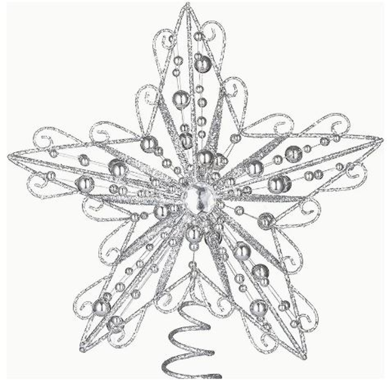 Silver Wired/Beaded Star Tree Topper