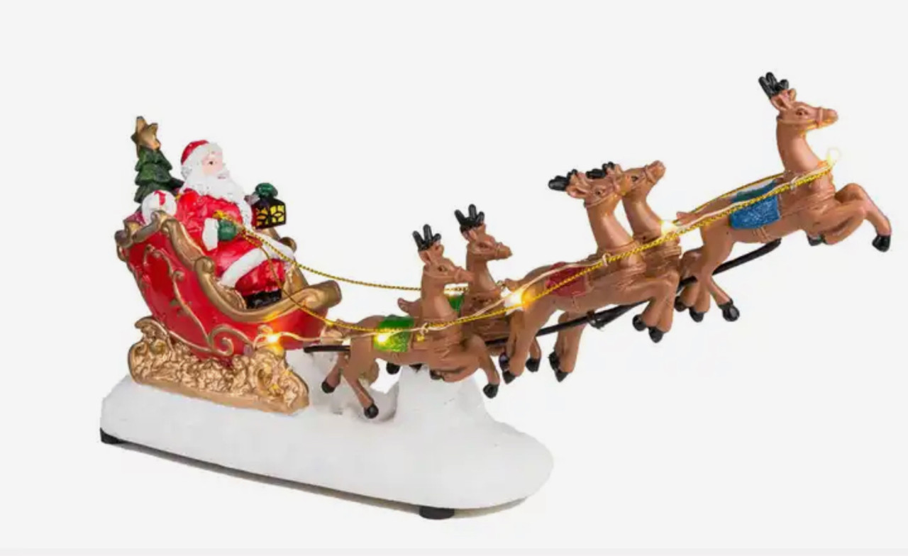 Santa's Sleigh and 5 Reindeer - LEDs & Music