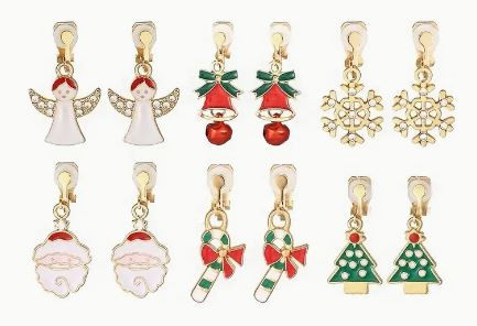 6 pairs Christmas Earrings - Clip-on