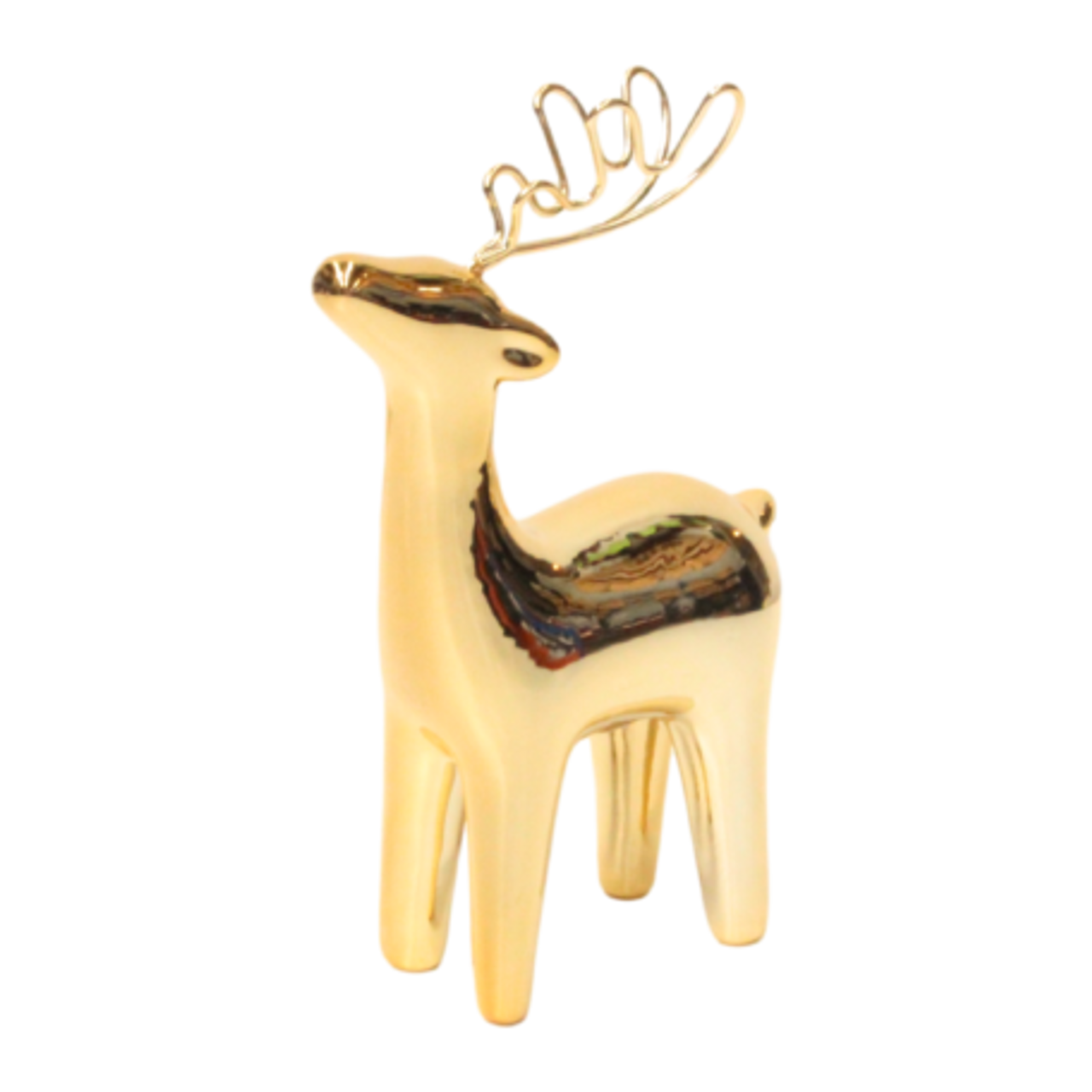 Gold Reindeer with Wire Antler 17cm