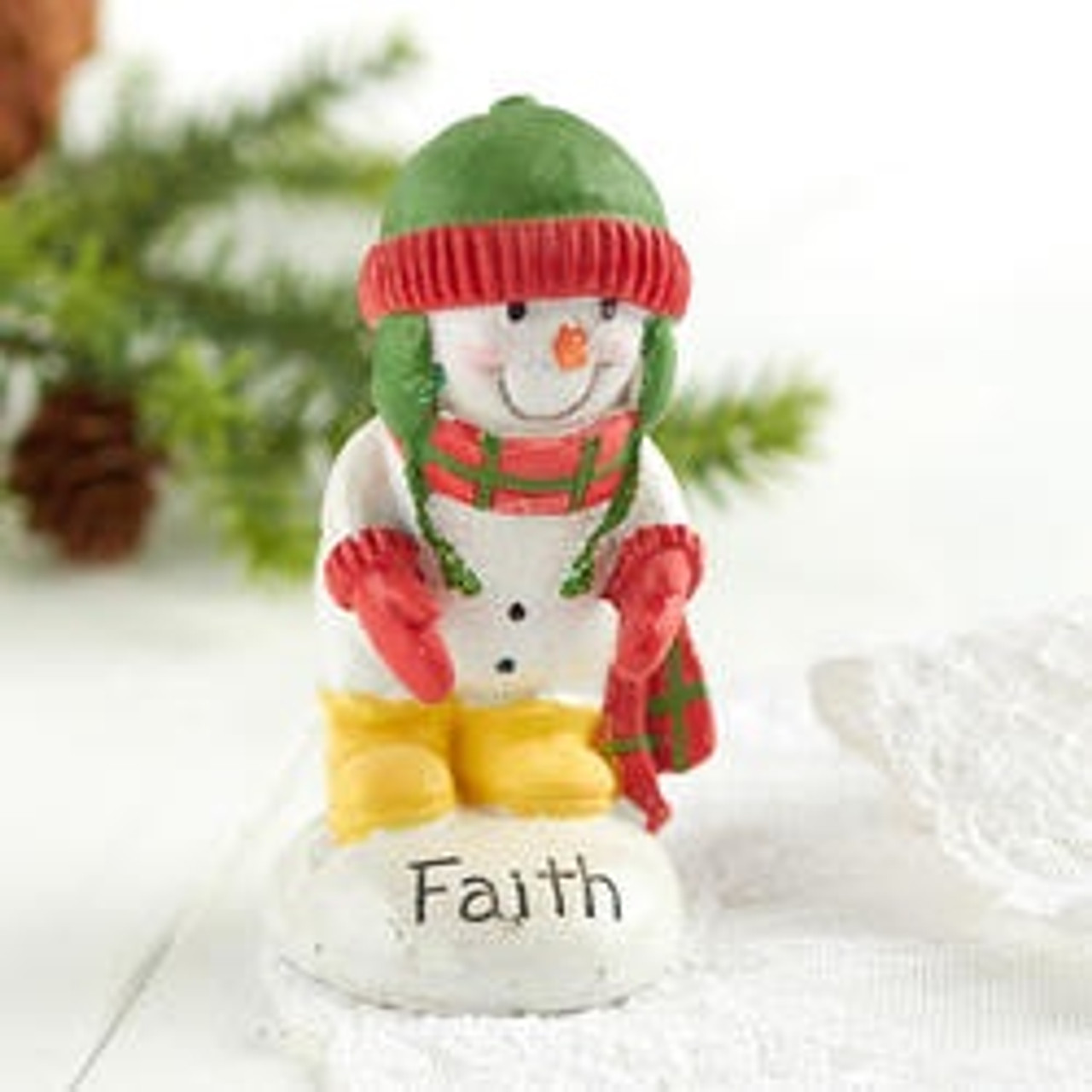 'Faith' Small Snowman Figurine