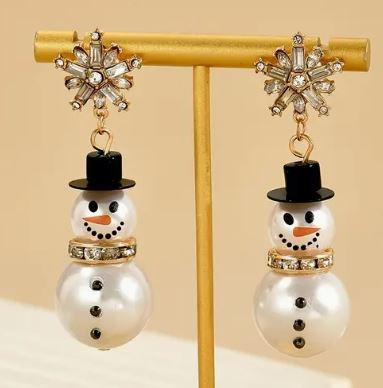 Snowman Pearl Earrings