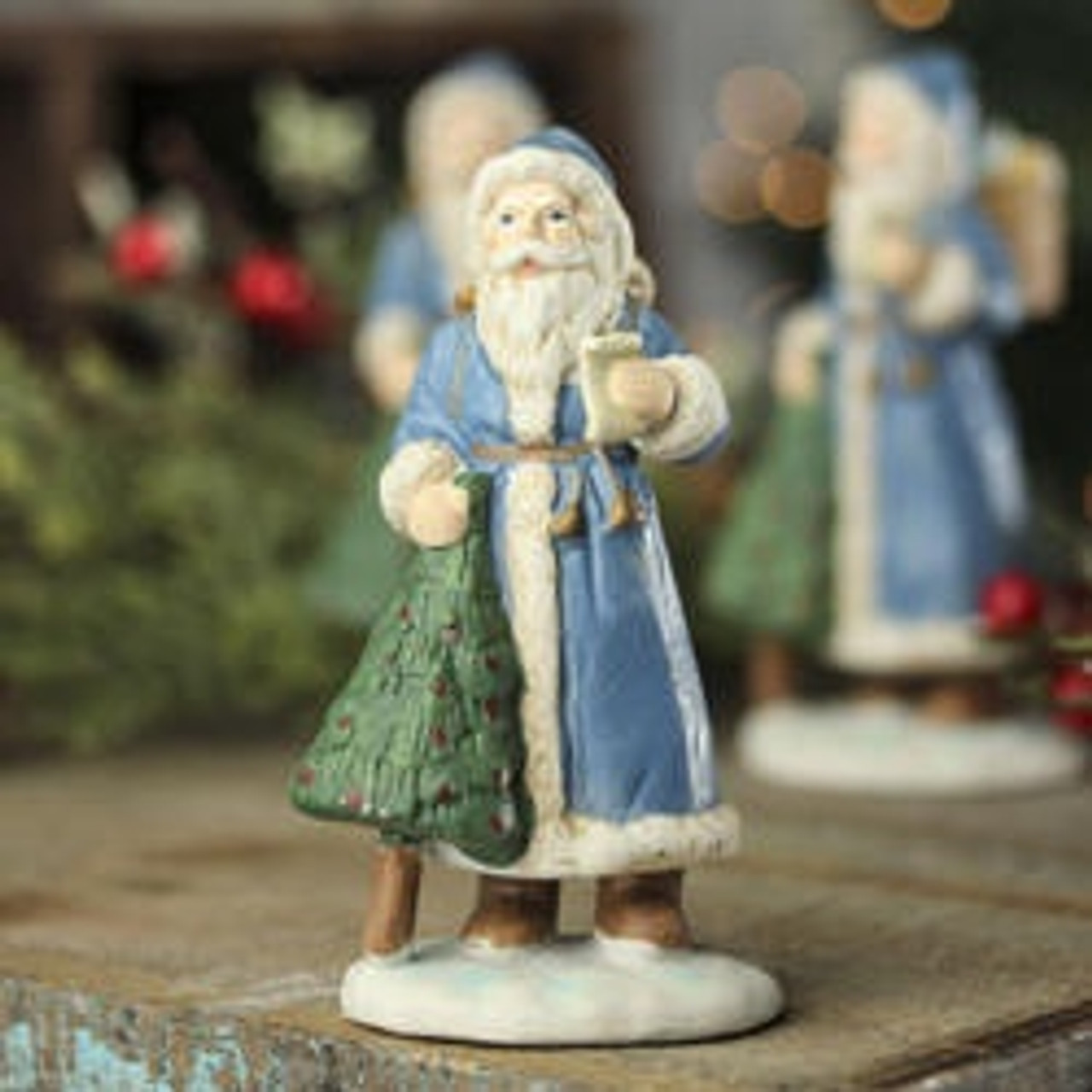 Ceramic Santa Blue with Xmas Tree & List