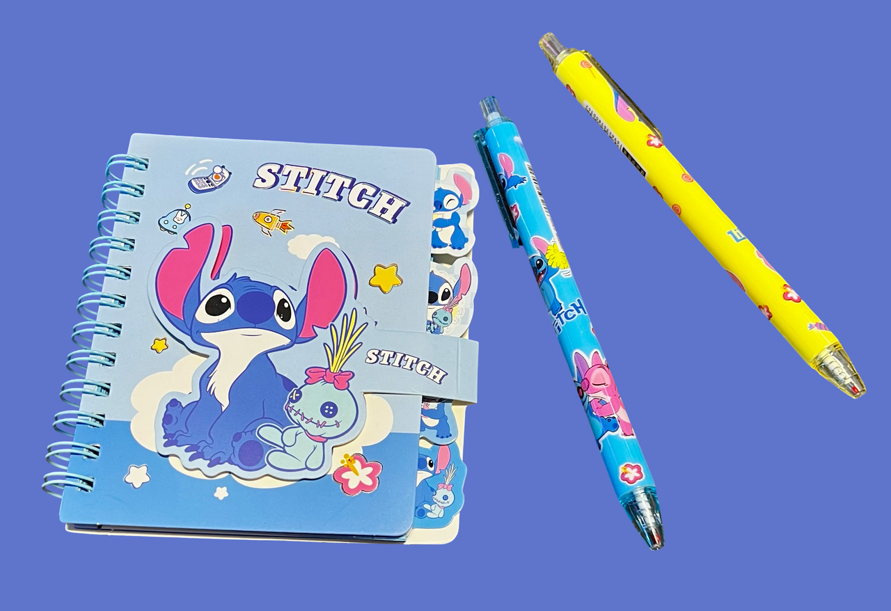 Stitch Notepad and 2 pens in Mesh Bag