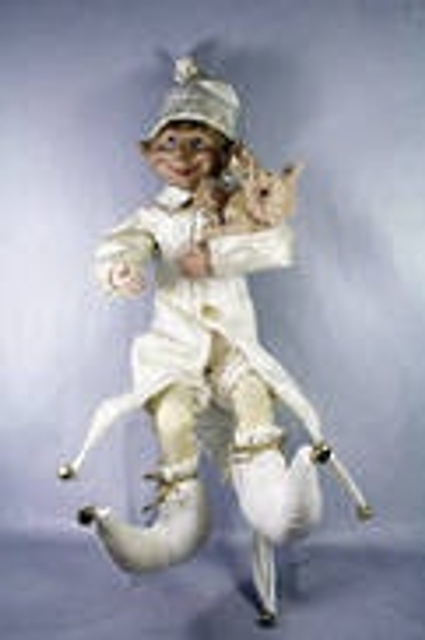 65cm H Bendable Elf in Cream and Gold