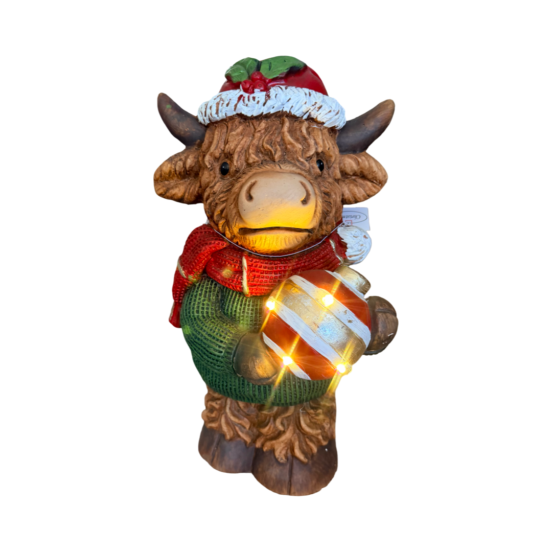 Light-up Magnesia Standing cow with LED ball