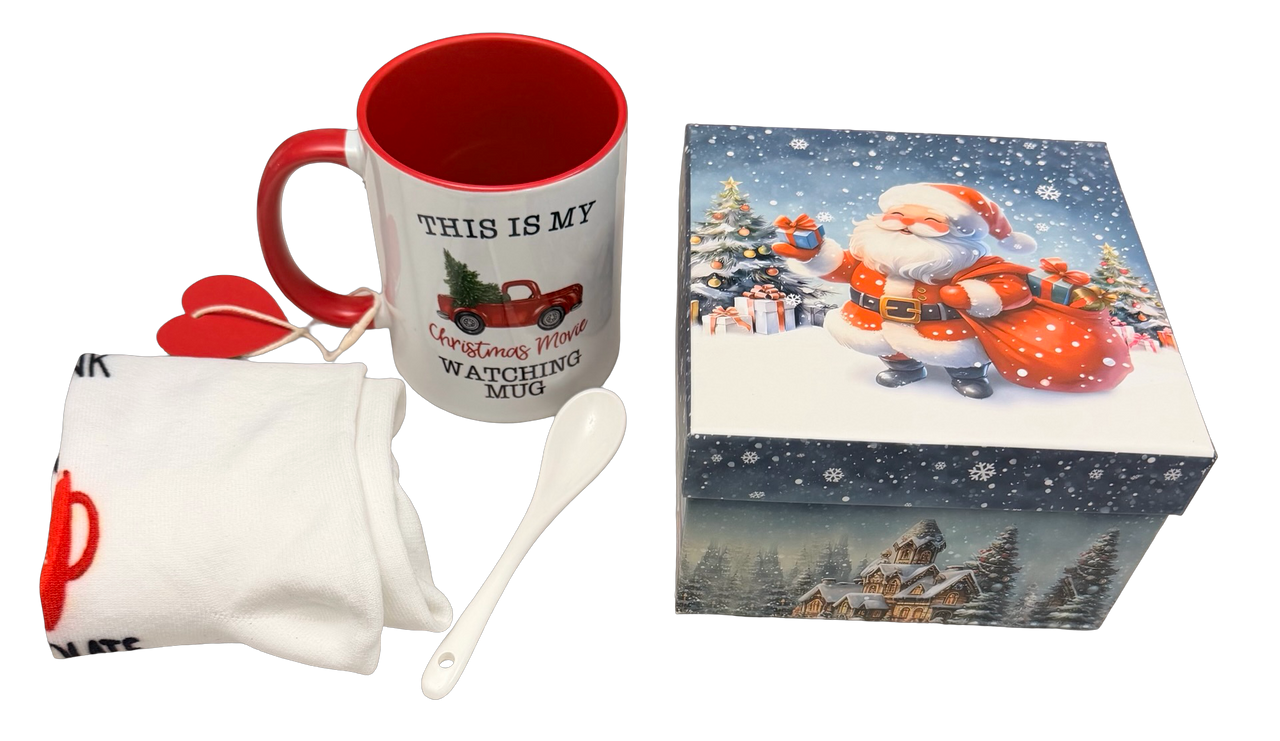 Christmas Movie Watching Mug, Spoon & Socks