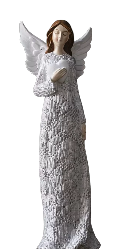 White Angel Holding Heart with 1 Hand