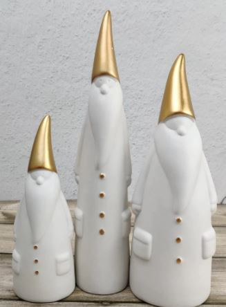 3 Pce Set - Cream/Gold Santas