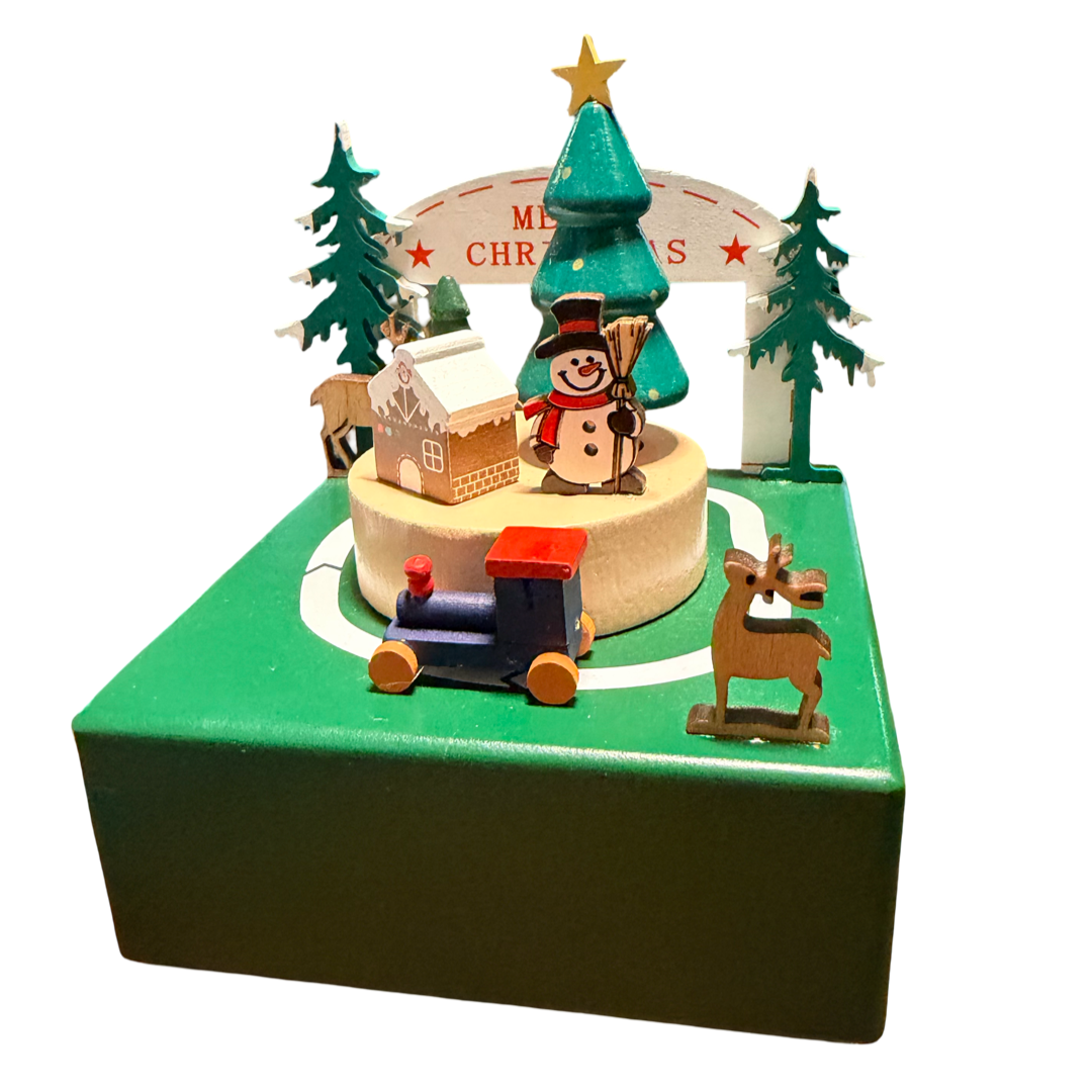 Wooden Xmas Train Music Box