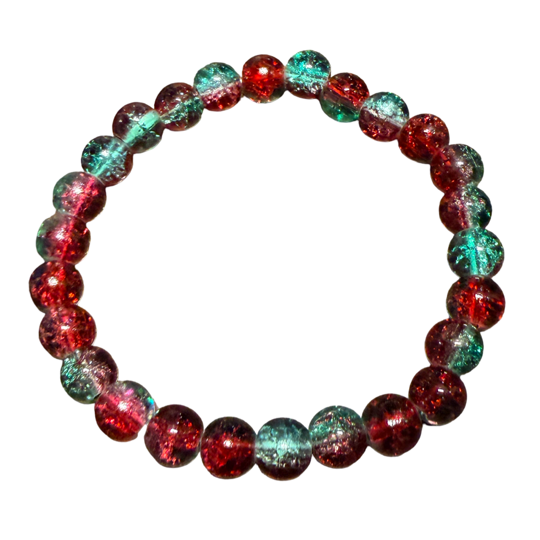 Red/Green Glass Bead Bracelet